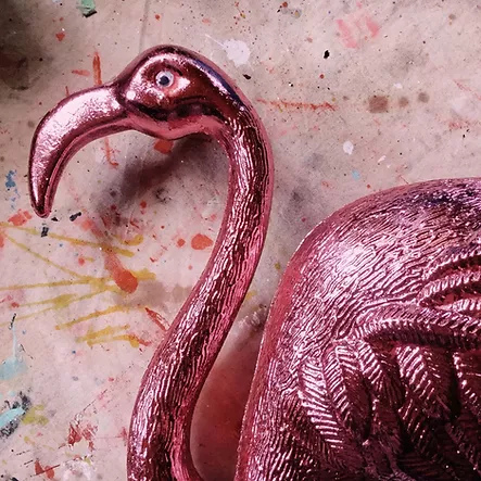 Pink gilded flamingo